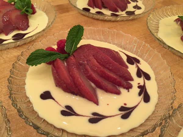 wine poached pears